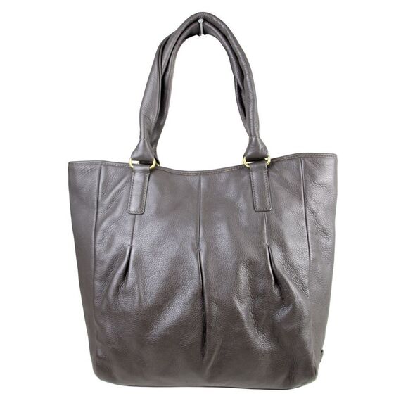 LARGE Cole Haan GRAY GENUINE LEATHER TOTE TOP HANDLES SHOULDER BAG HANDBAG PURSE - Picture 1 of 13